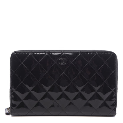 Chanel Patent Quilted Large Zip Around Organizer Wallet So Black 1 of 10