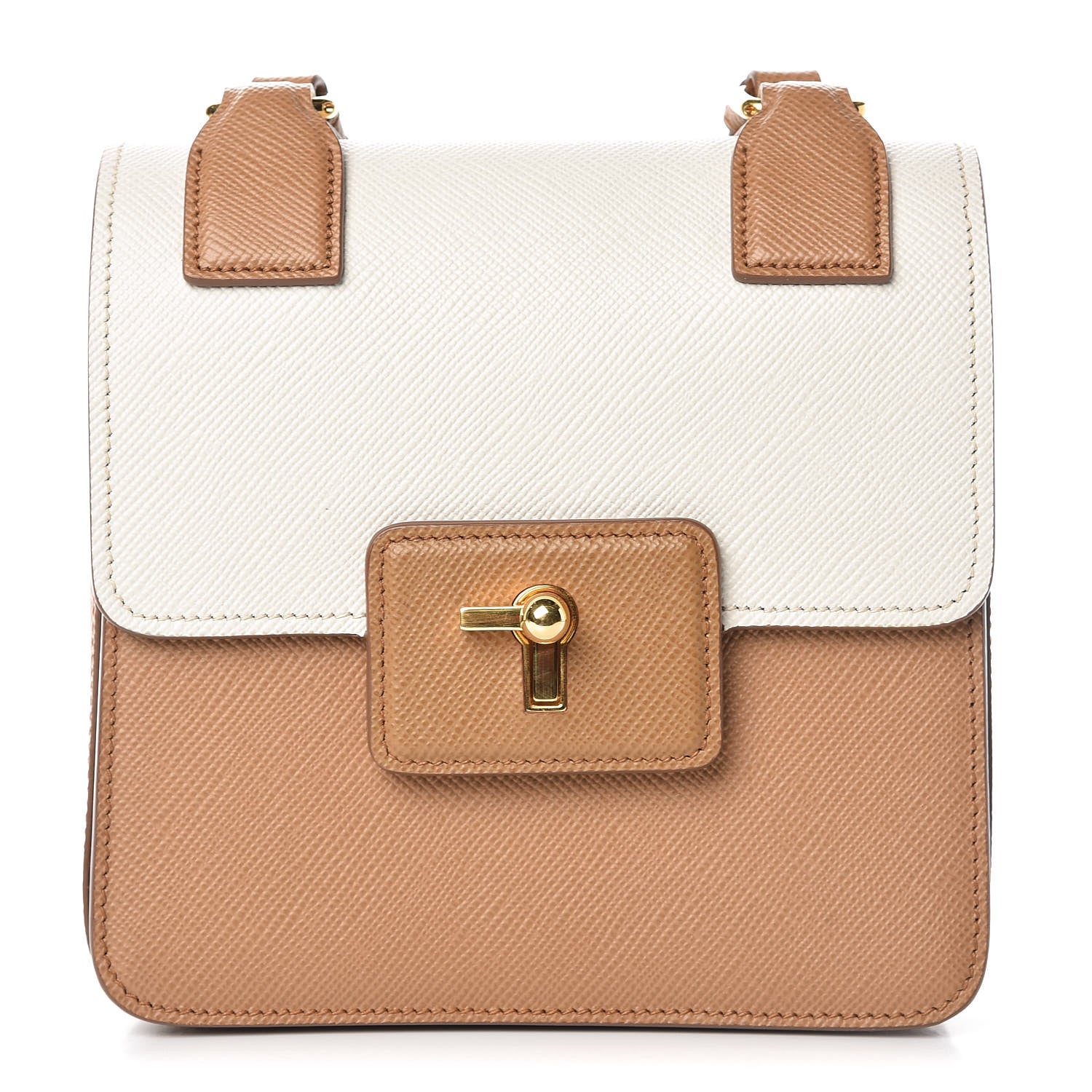 Prada Saffiano Pattina Crossbody Bag Caramel Talco 1 of 10