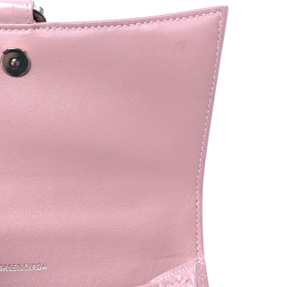 Balenciaga Shiny Calfskin Crocodile Embossed Small Hourglass Top Handle Bag Powder Pink 11 of 12