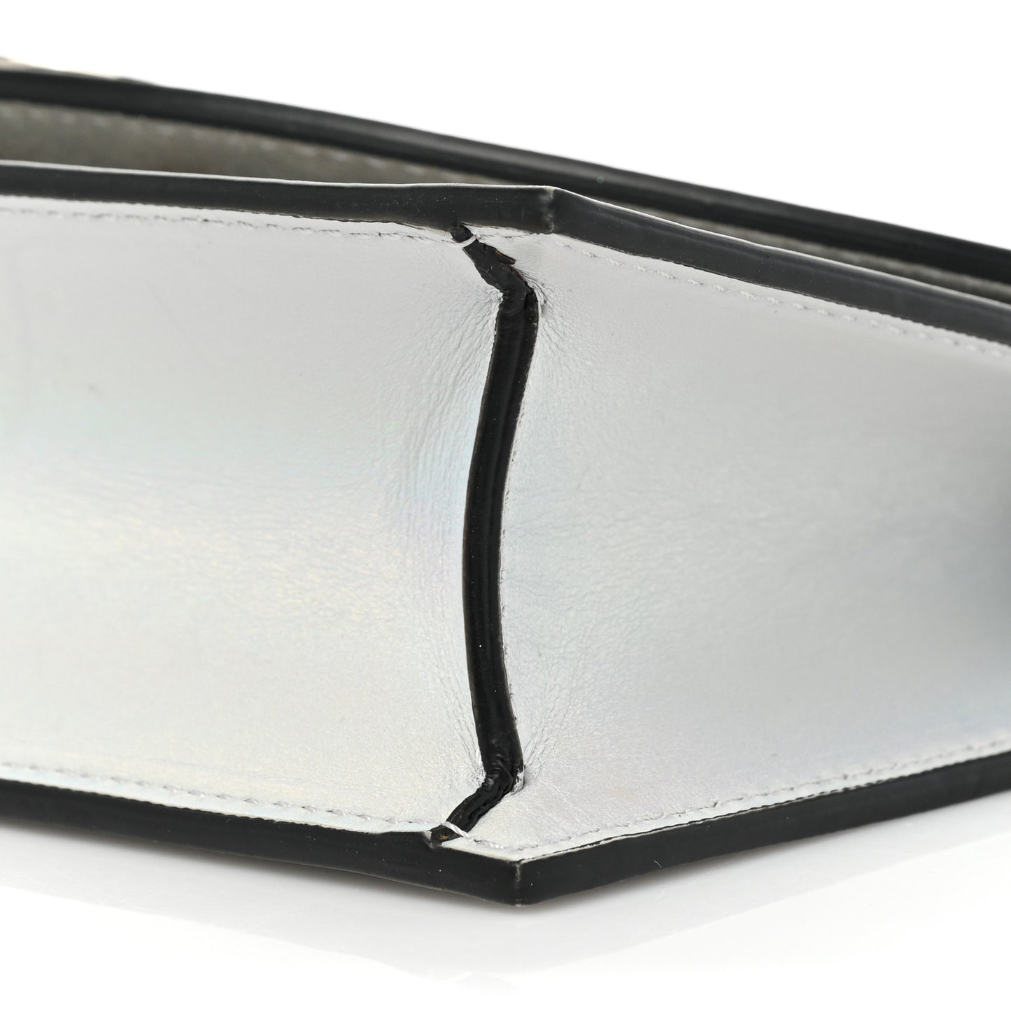 Iridescent Calfskin Loubi54 Crossbody Clutch Silver