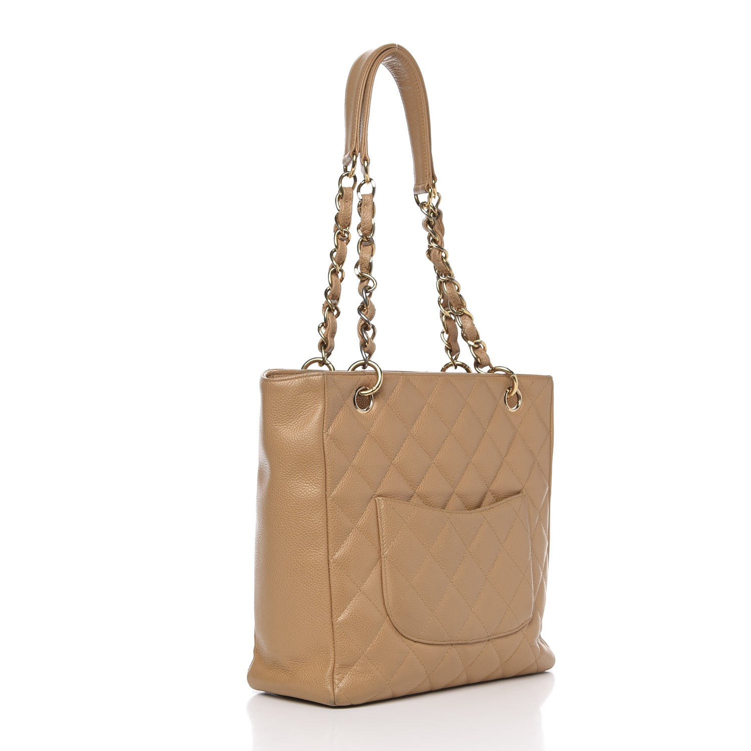 Chanel Caviar Quilted Petit Shopping Tote PST Dark Beige 3 of 17