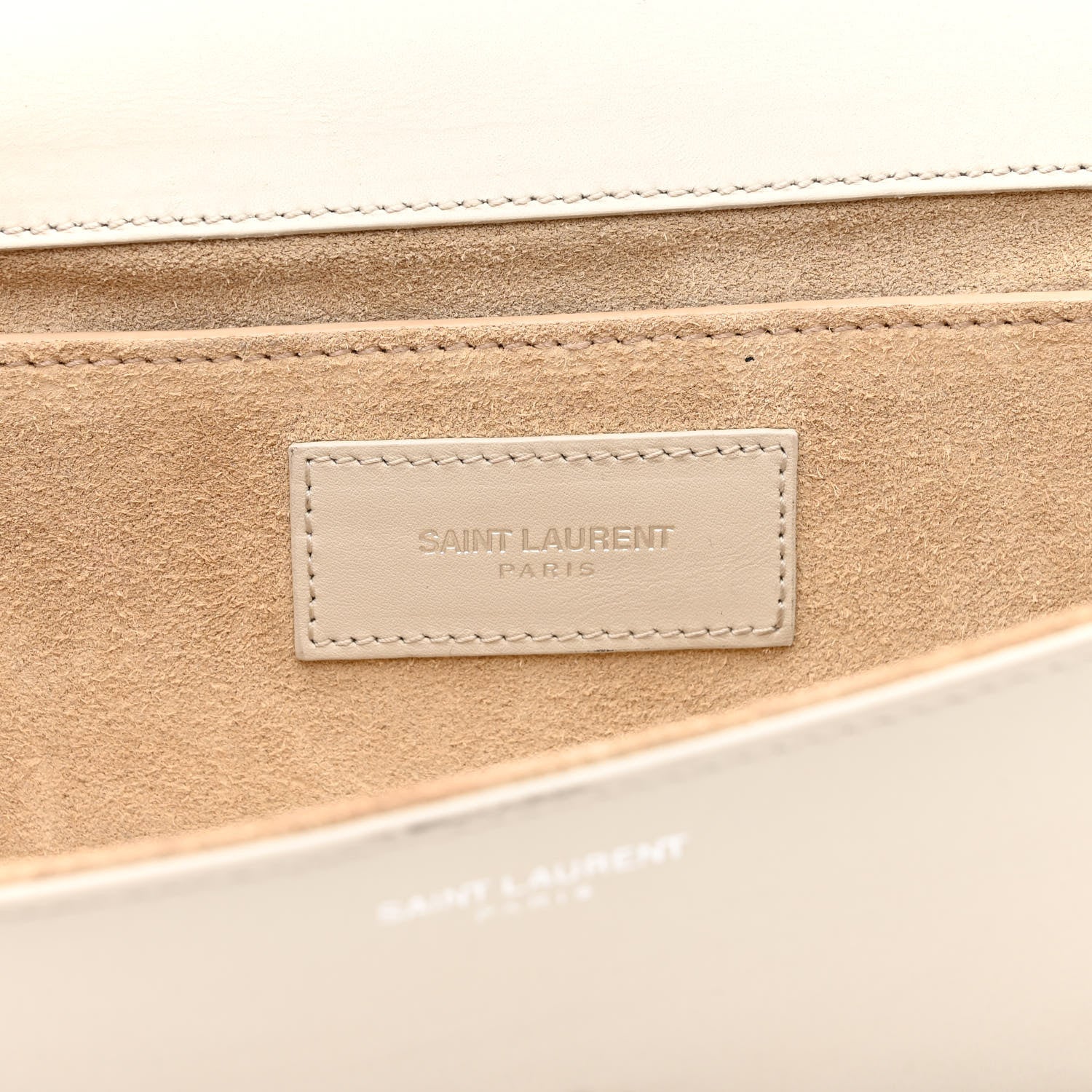 Saint Laurent Calfskin Studded Lutetia Flap Clutch White 6 of 13