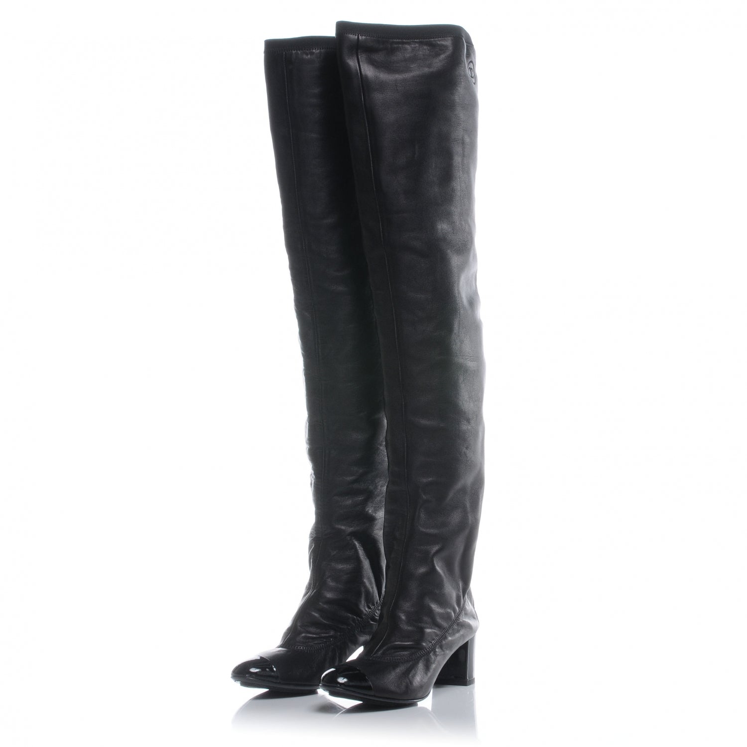 Chanel Leather Over The Knee Boots 38 Black 2 of 7
