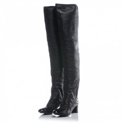 Chanel Leather Over The Knee Boots 38 Black 2 of 7