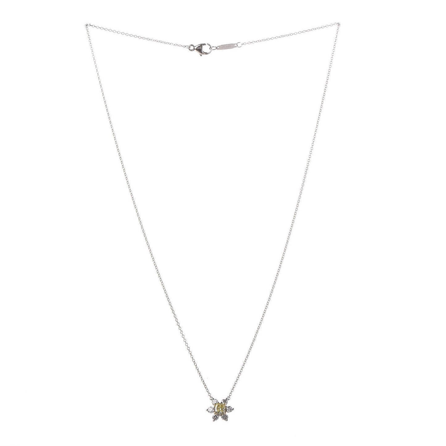 Platinum 18K Yellow Gold Diamond Fancy Yellow Diamond Buttercup Necklace