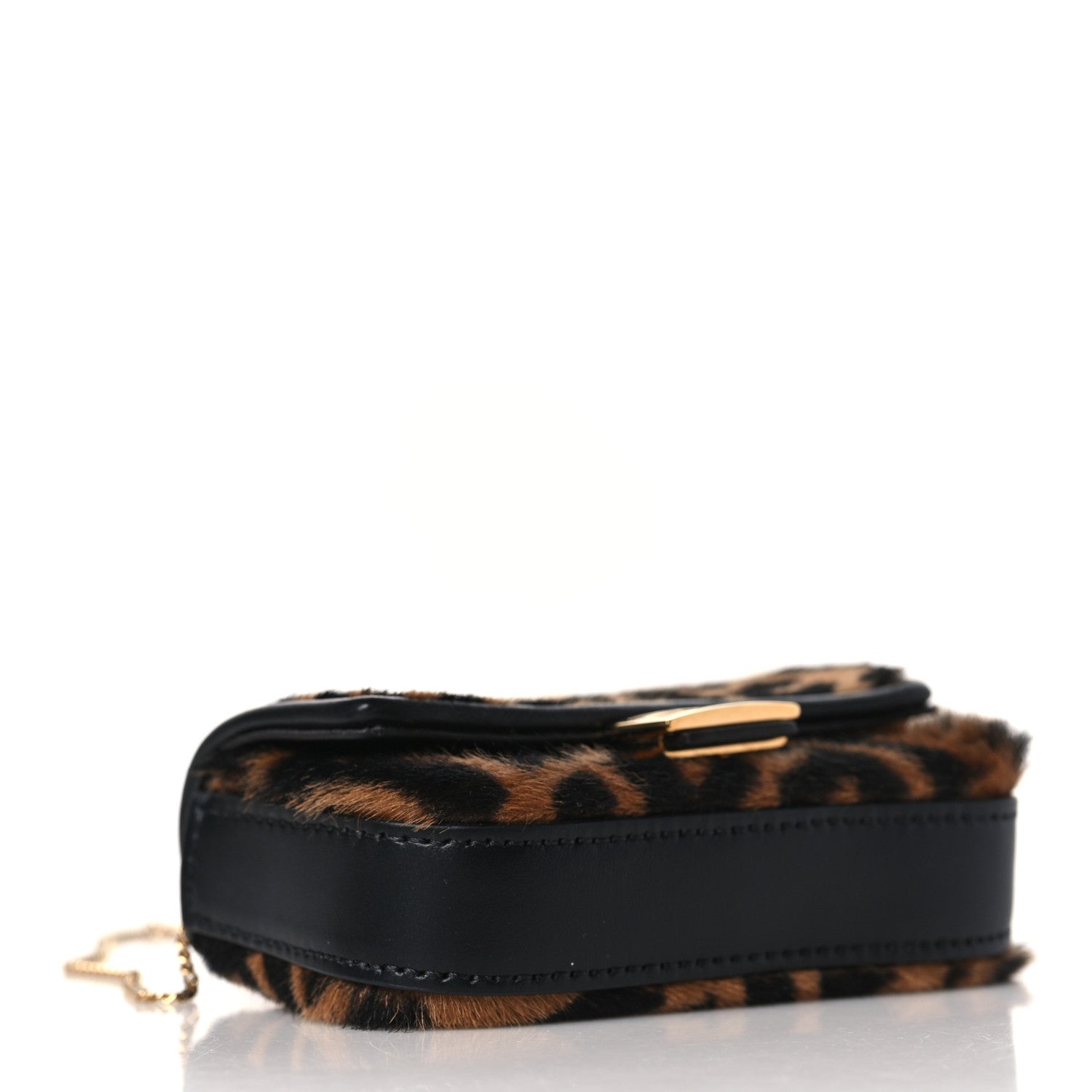 Fendi Sheared Sheepskin Vitello King FF Nano Baguette Charm Tobacco Moro Black 4 of 8