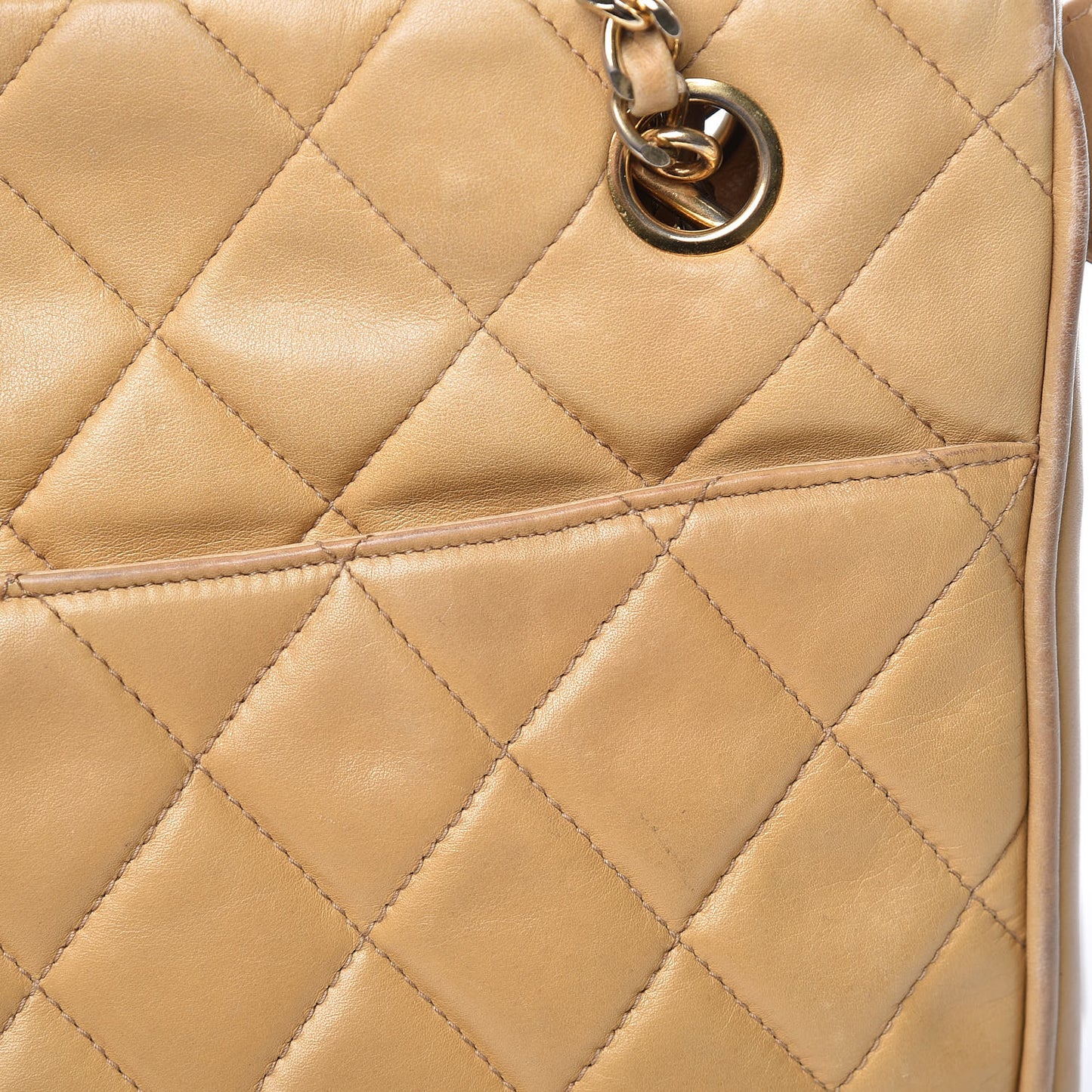 Lambskin Quilted Tote Beige