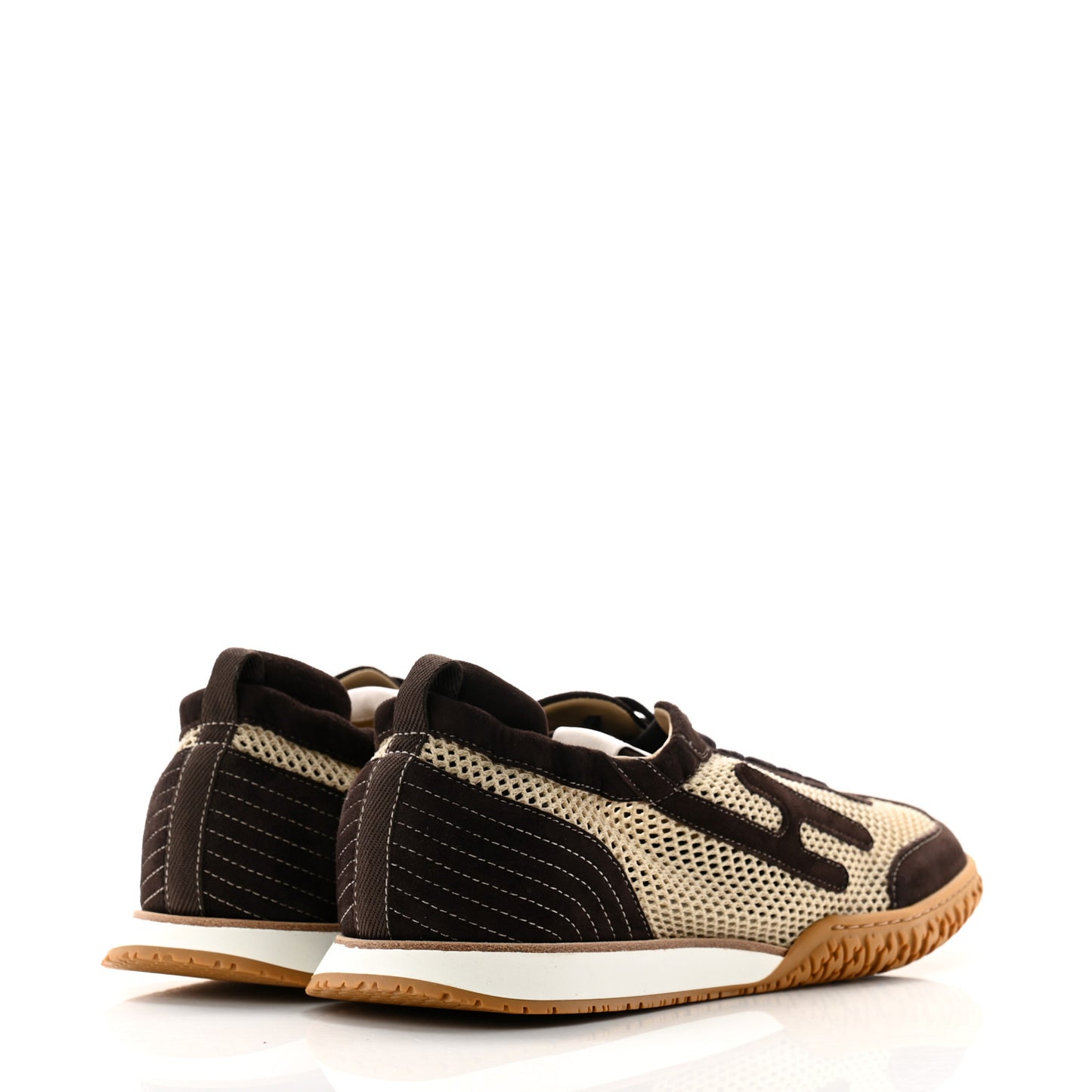 Technical Canvas Suede Goatskin Jet Sneakers 45 Beige Marron