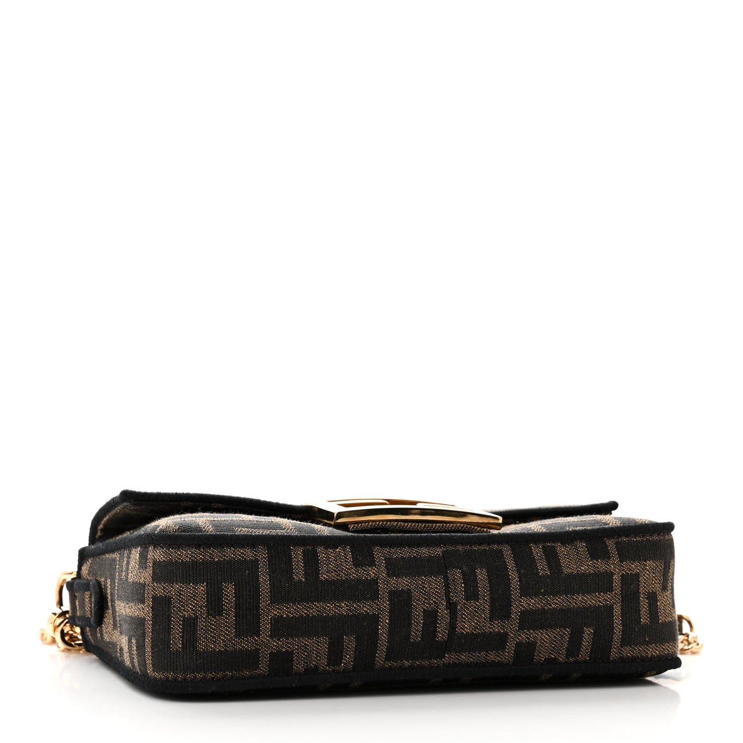 Fendi Fabric Jacquard FF 1974 Mini Baguette Tobacco Moro Black 4 of 12