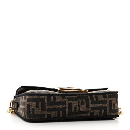 Fendi Fabric Jacquard FF 1974 Mini Baguette Tobacco Moro Black 4 of 12