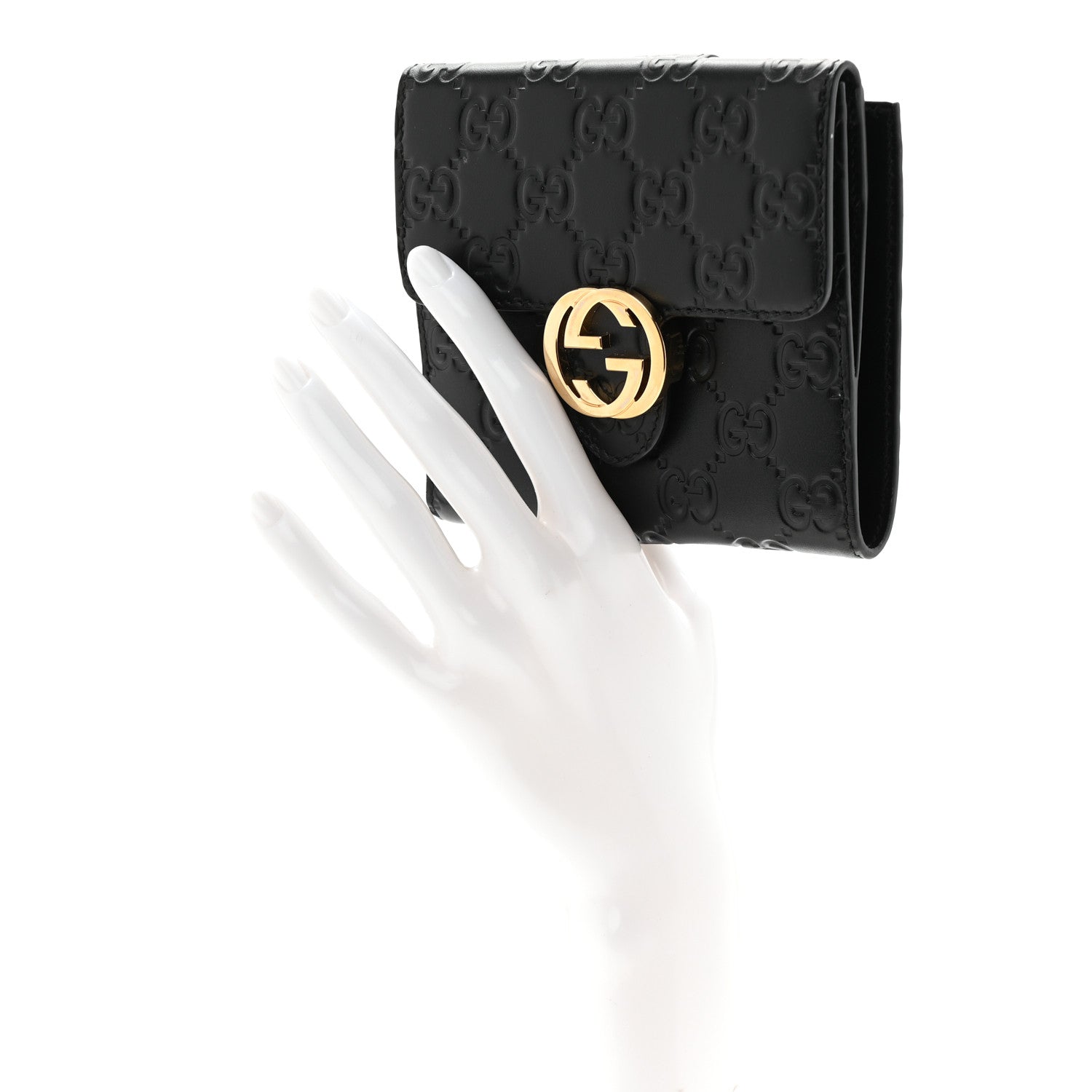 Gucci Guccissima Interlocking G French Wallet Black 2 of 8