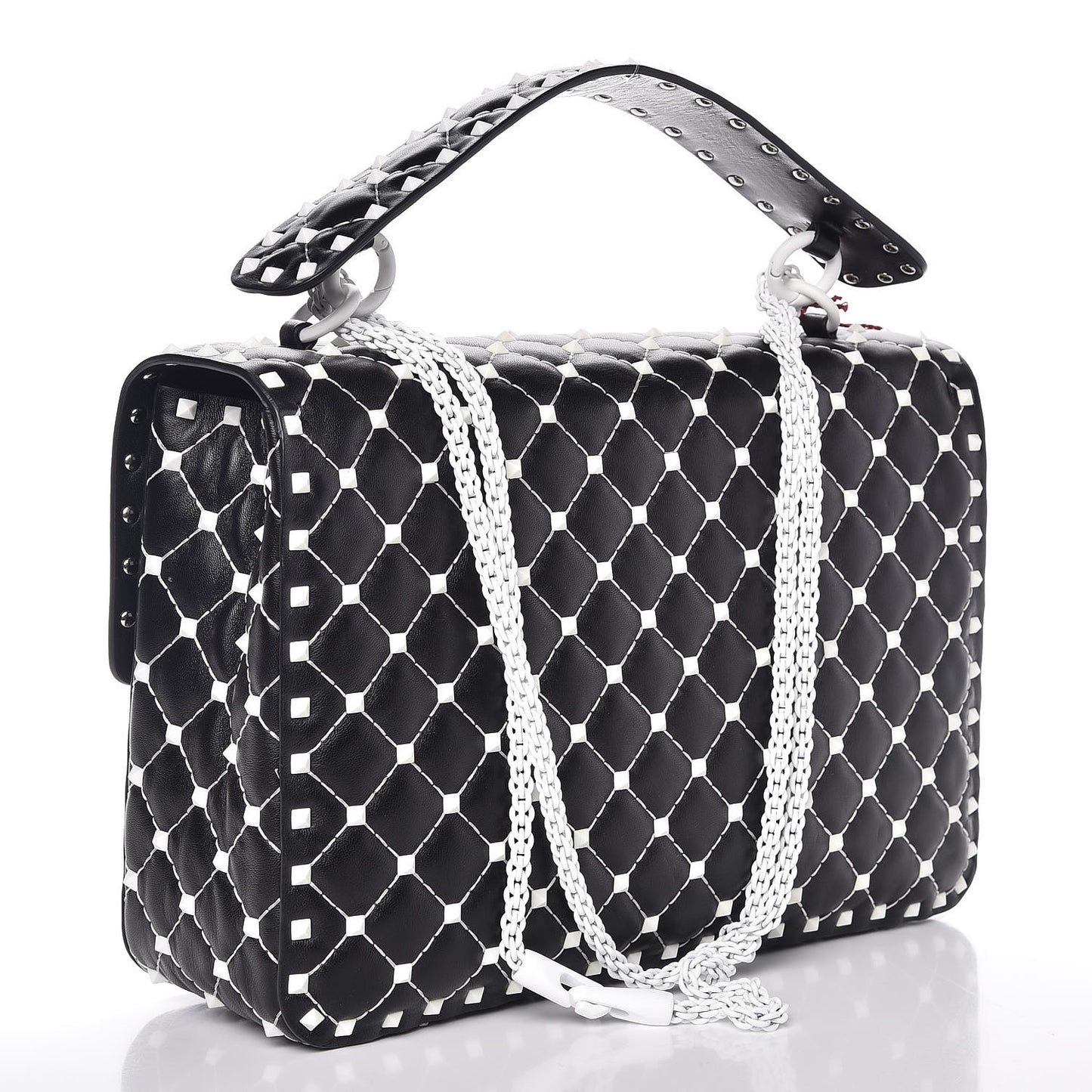 Lambskin Large Free Rockstud Spike Shoulder Bag Black