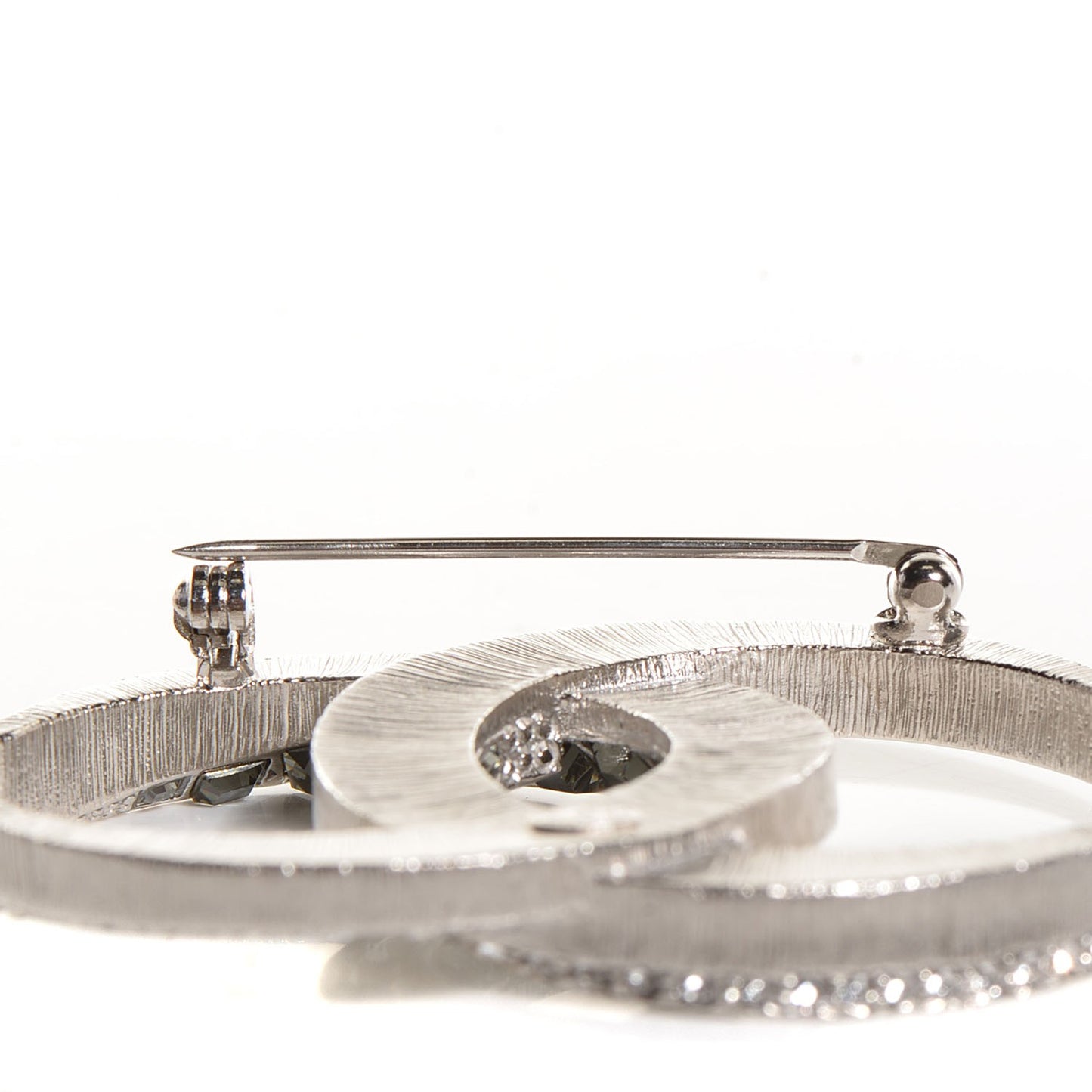 Baguette Crystal CC Brooch Silver