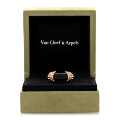 Van Cleef & Arpels 18K Yellow Gold Diamond Black Onyx Perlee Couleurs Ring 53 6.5 5 of 5