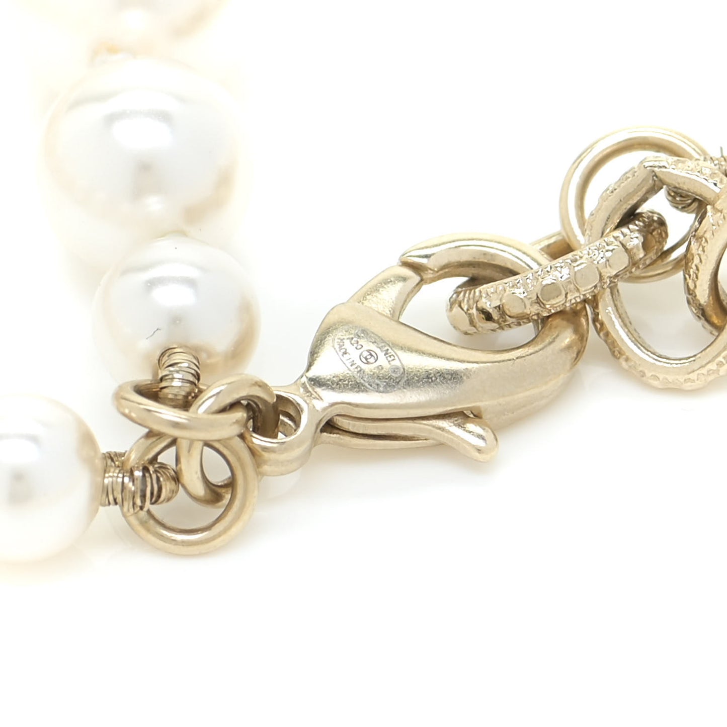 Crystal Pearl CC Long Multi Strand Necklace Gold