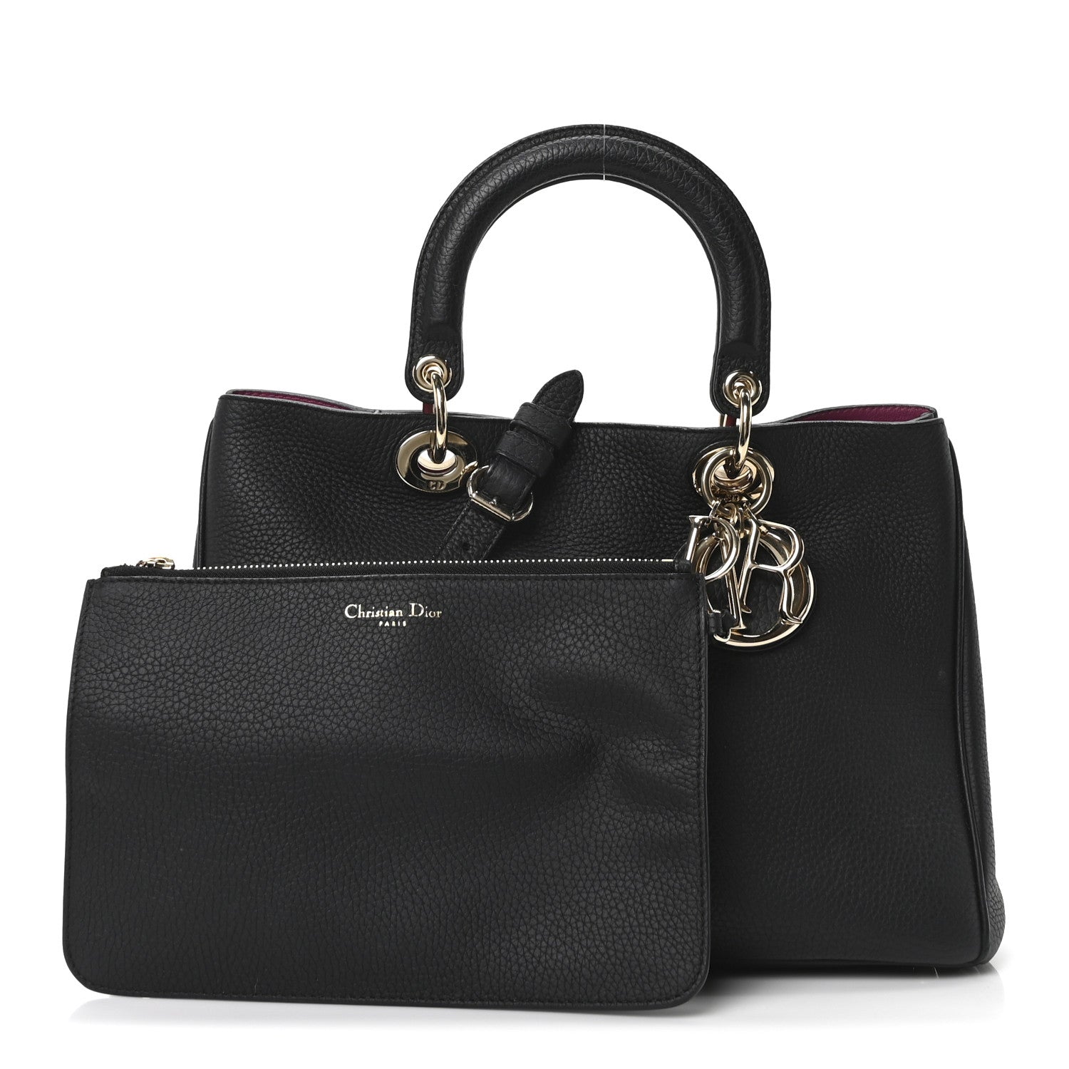 Christian Dior Bullcalf Medium Diorissimo Tote Black Rose Indien 3 of 10