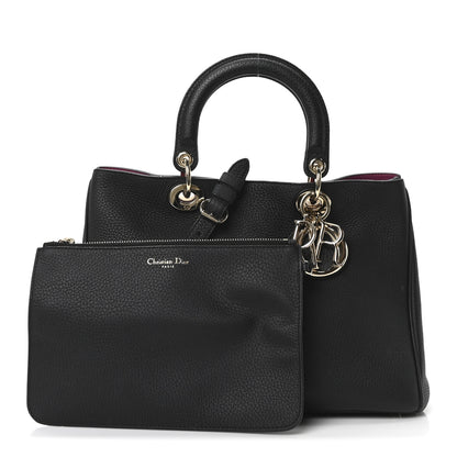 Christian Dior Bullcalf Medium Diorissimo Tote Black Rose Indien 3 of 10