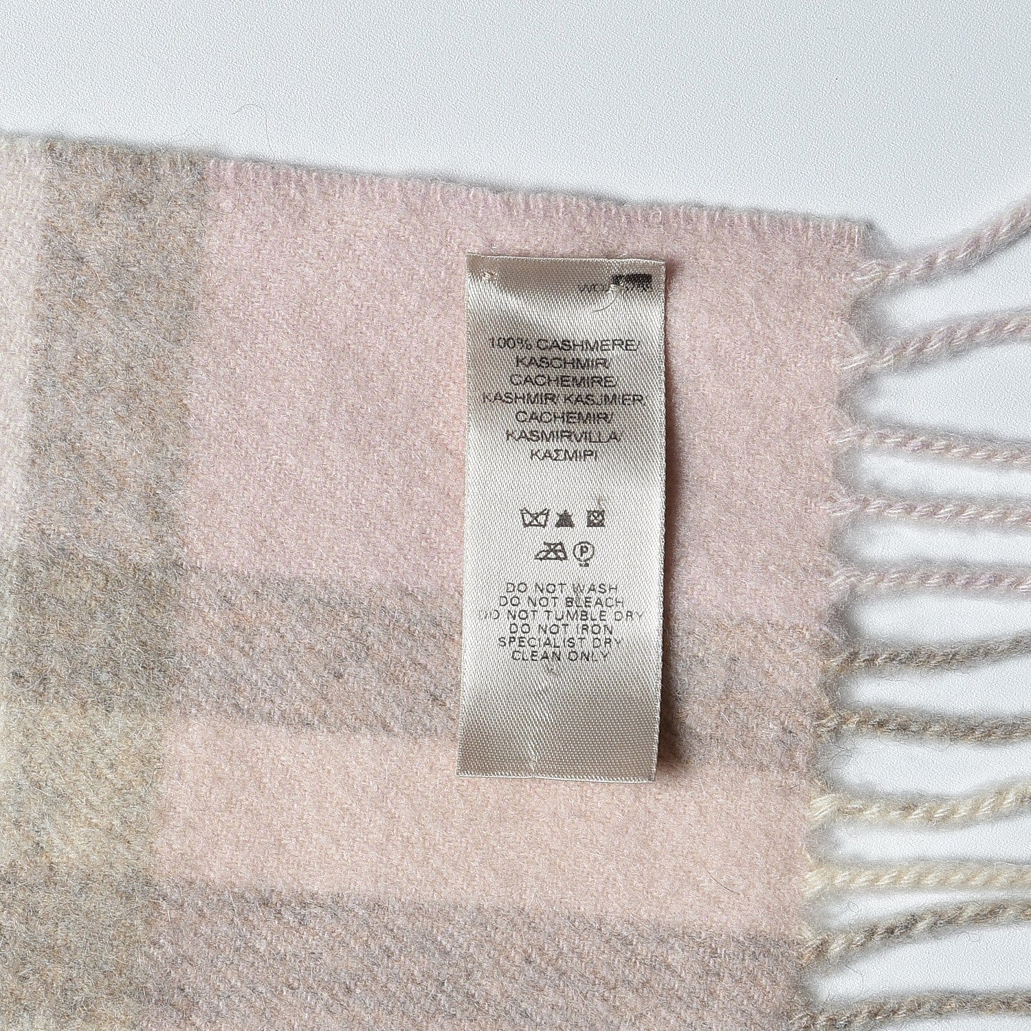 Burberry Cashmere Giant Check Fringe Scarf Pink 4 of 6