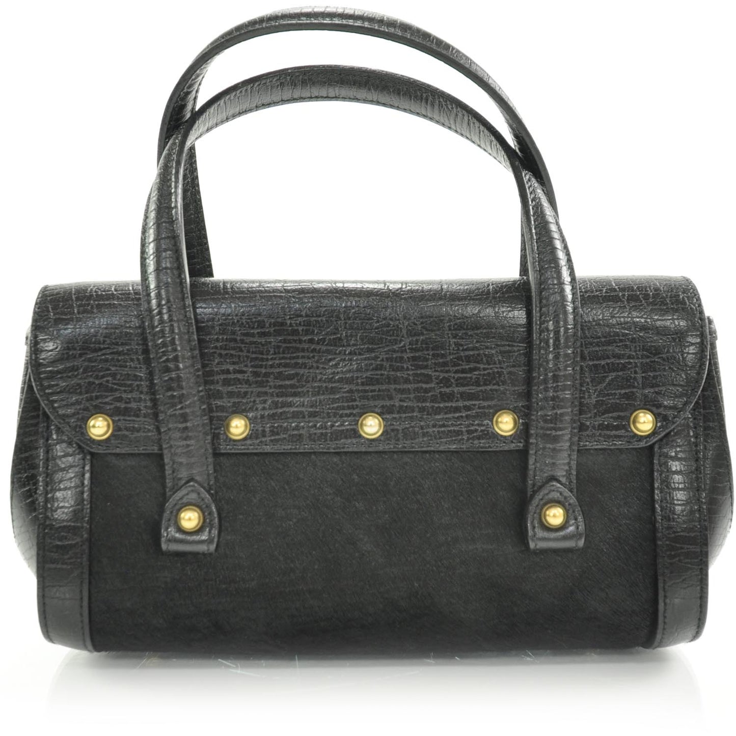 Calf Hair Calfskin Mini Bamboo Bullet Handbag Black