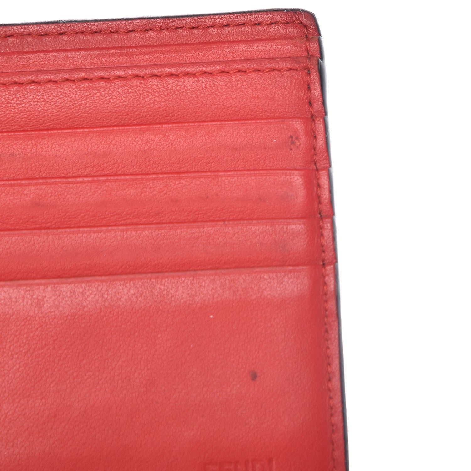 Fendi Vitello Century Monster Eyes Inlay Bi-Fold Wallet Black Giallo Rosso 14 of 14