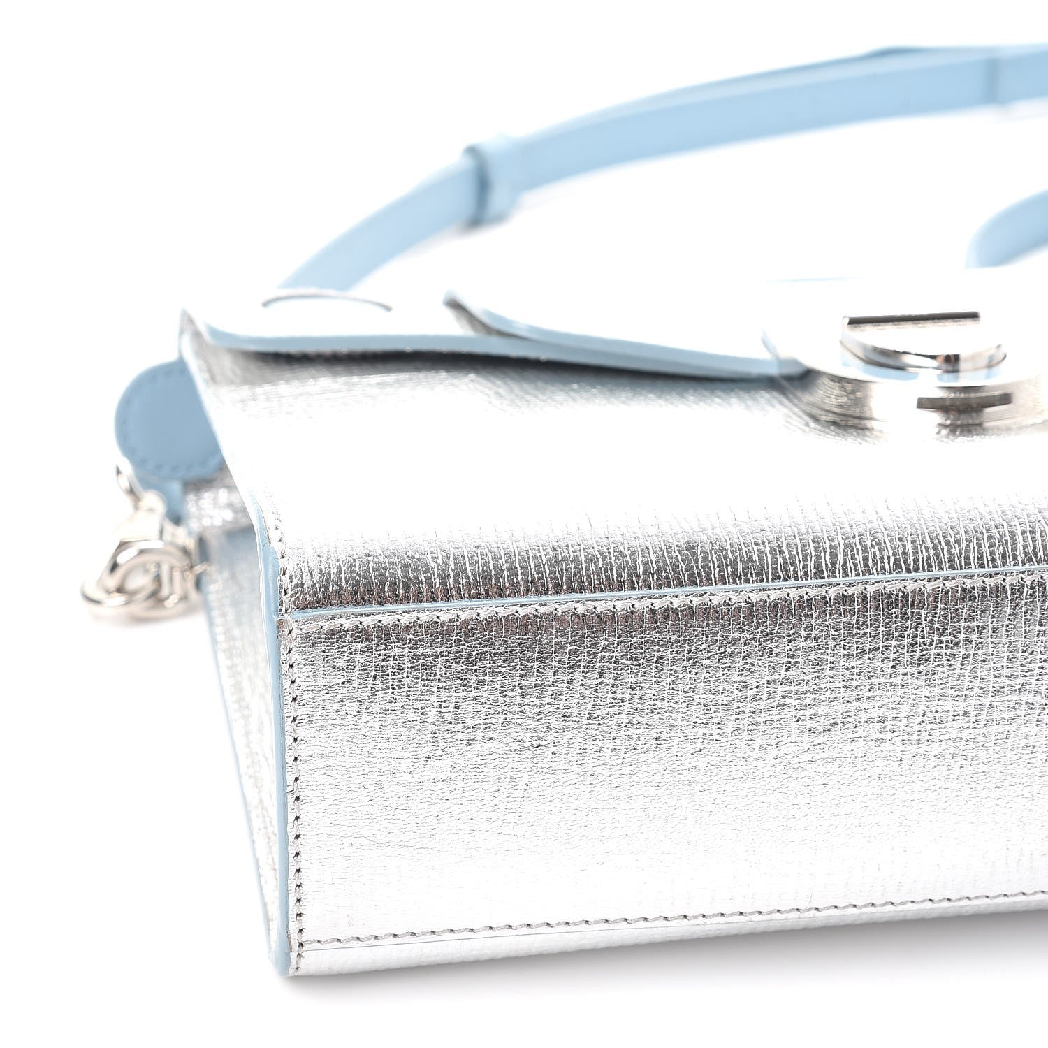 Christian Dior Metallic Grained Calfskin Diorever Clutch Silver 11 of 16