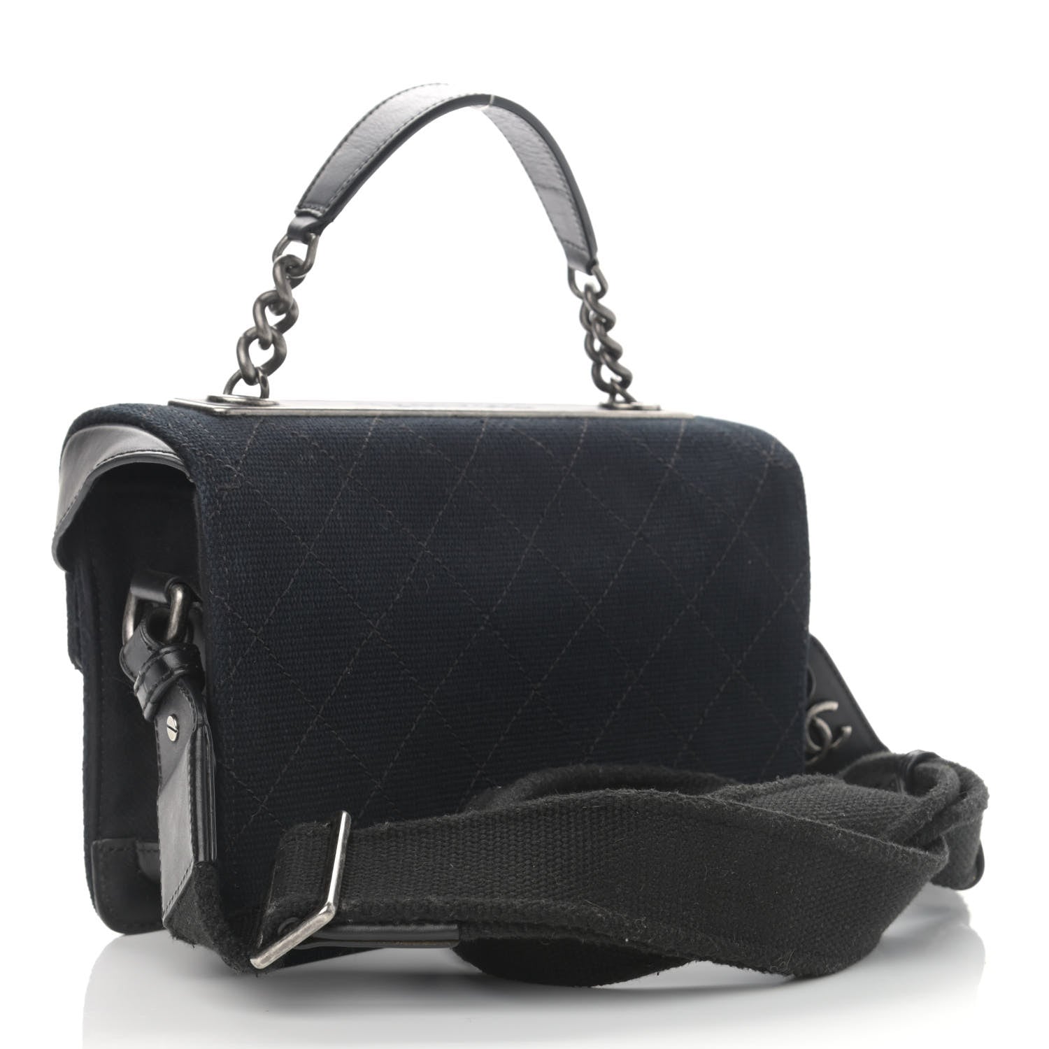 Chanel Fabric Quilted Small Flap Bag Navy 3 of 13