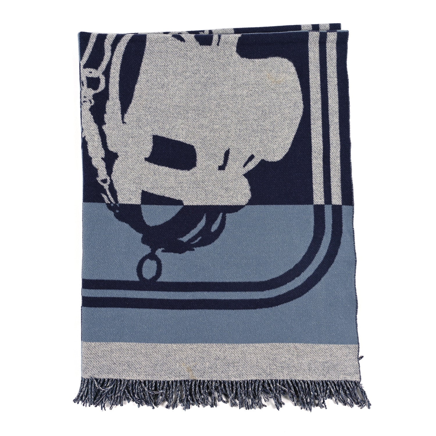 Hermes Cashmere Wool Brides De Gala Plaid Blanket Glacier 1 of 4