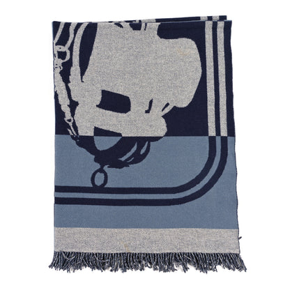 Hermes Cashmere Wool Brides De Gala Plaid Blanket Glacier 1 of 4