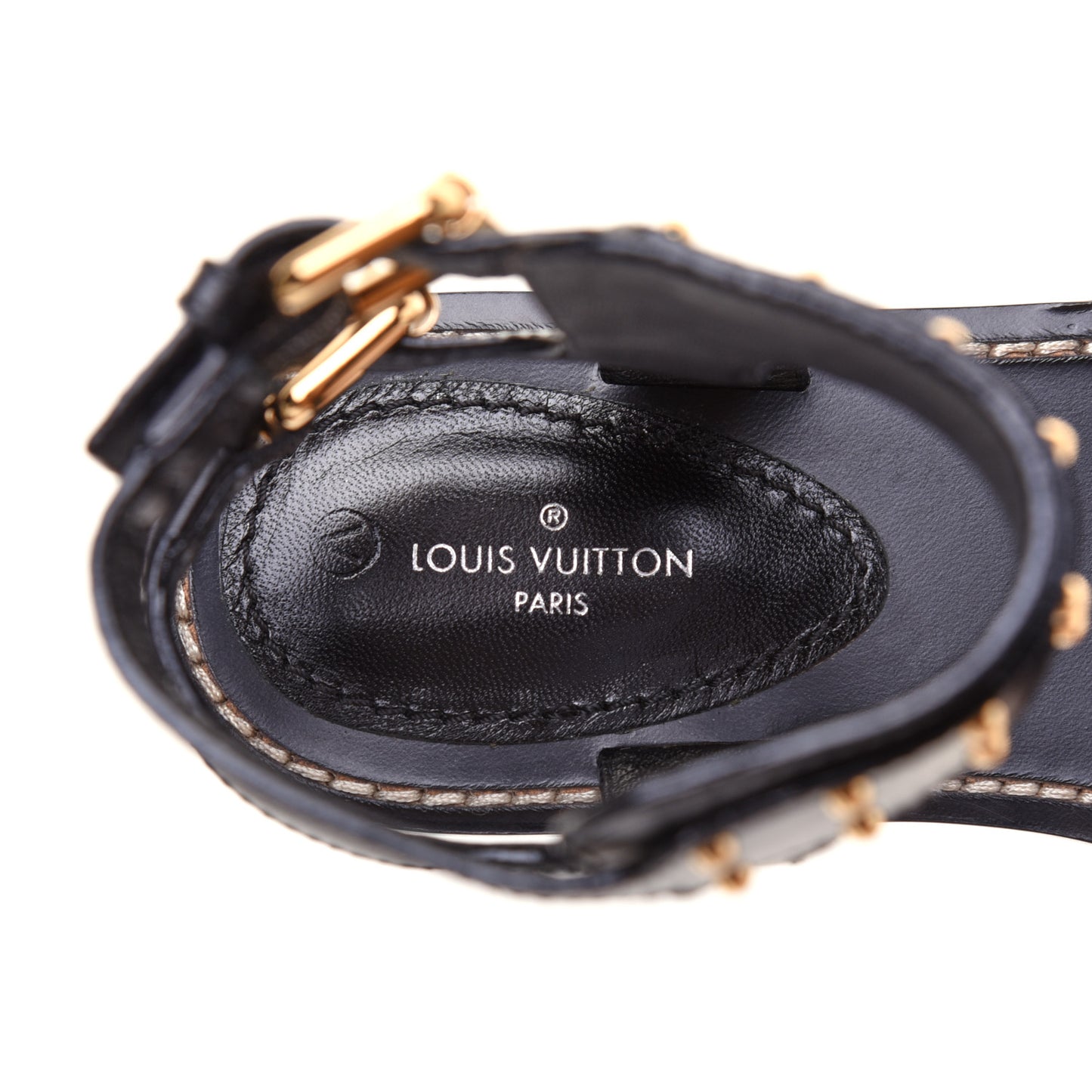 Calfskin Monogram Nomad Flat Sandals 36 Black