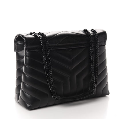 Saint Laurent Calfskin Y Quilted Monogram Medium Loulou Chain Satchel Black 3 of 11