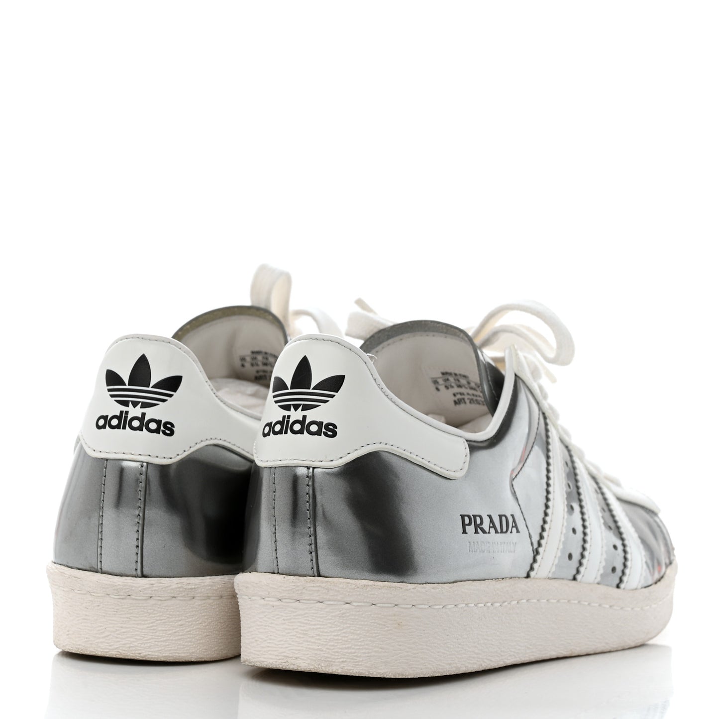 X ADIDAS Brushed Calfskin Logo Mens Superstar Sneakers 6 Silver White
