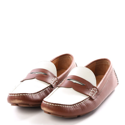 Louis Vuitton Calfskin Mens Shade Car Loafers 9 Brown White 2 of 10