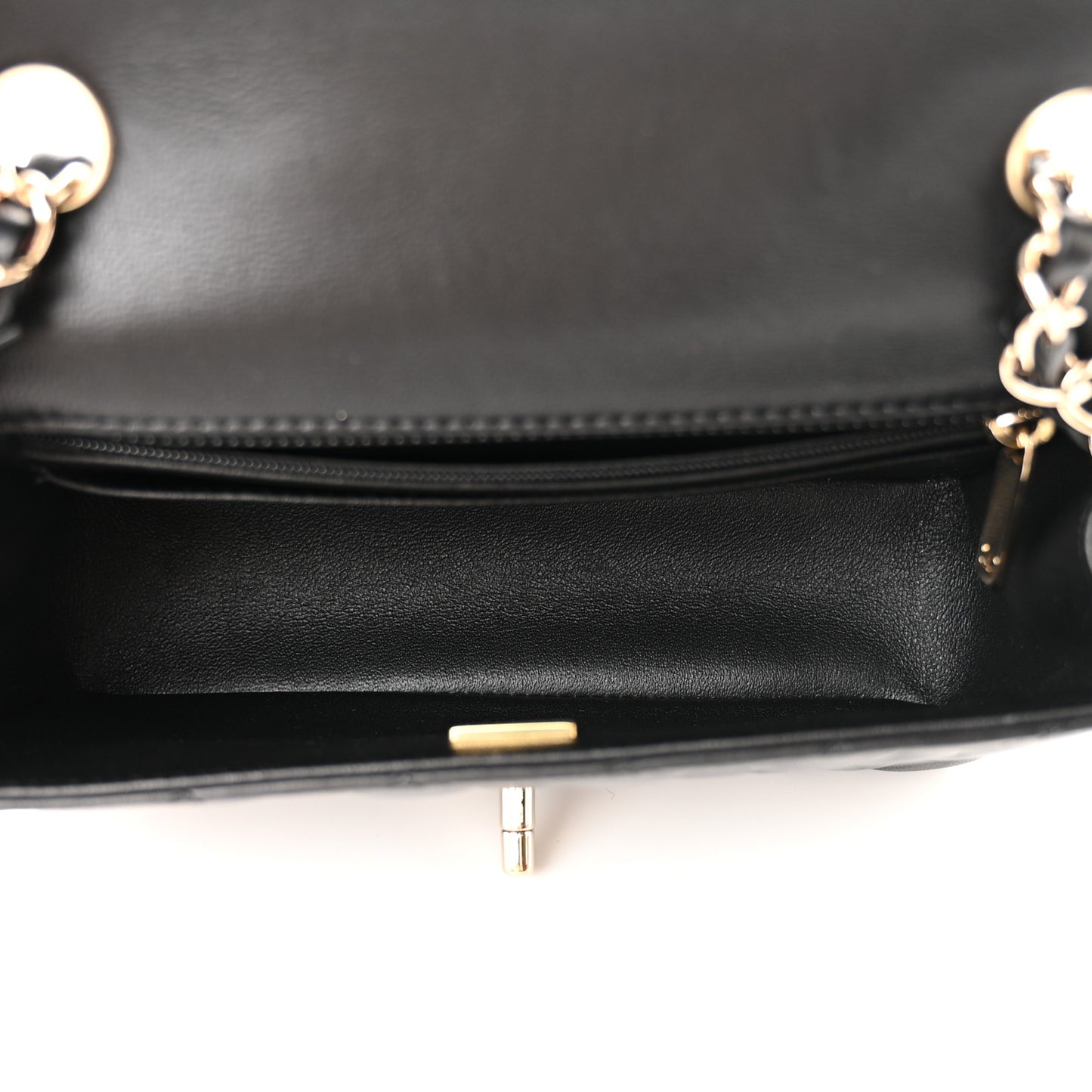 Lambskin Quilted Mini Rectangular Flap Black