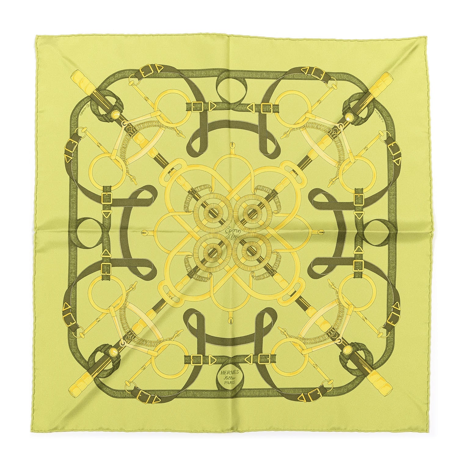 Hermes Silk Eperon D'Or Pocket Square Scarf 1 of 4
