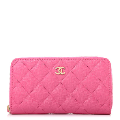 Chanel Caviar Quilted Medium Zip Around Wallet Pink 1 of 8