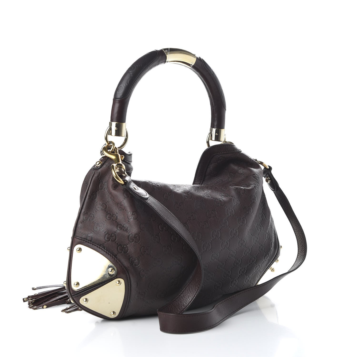Gucci Guccissima Medium Indy Top Handle Hobo Dark Brown 4 of 12