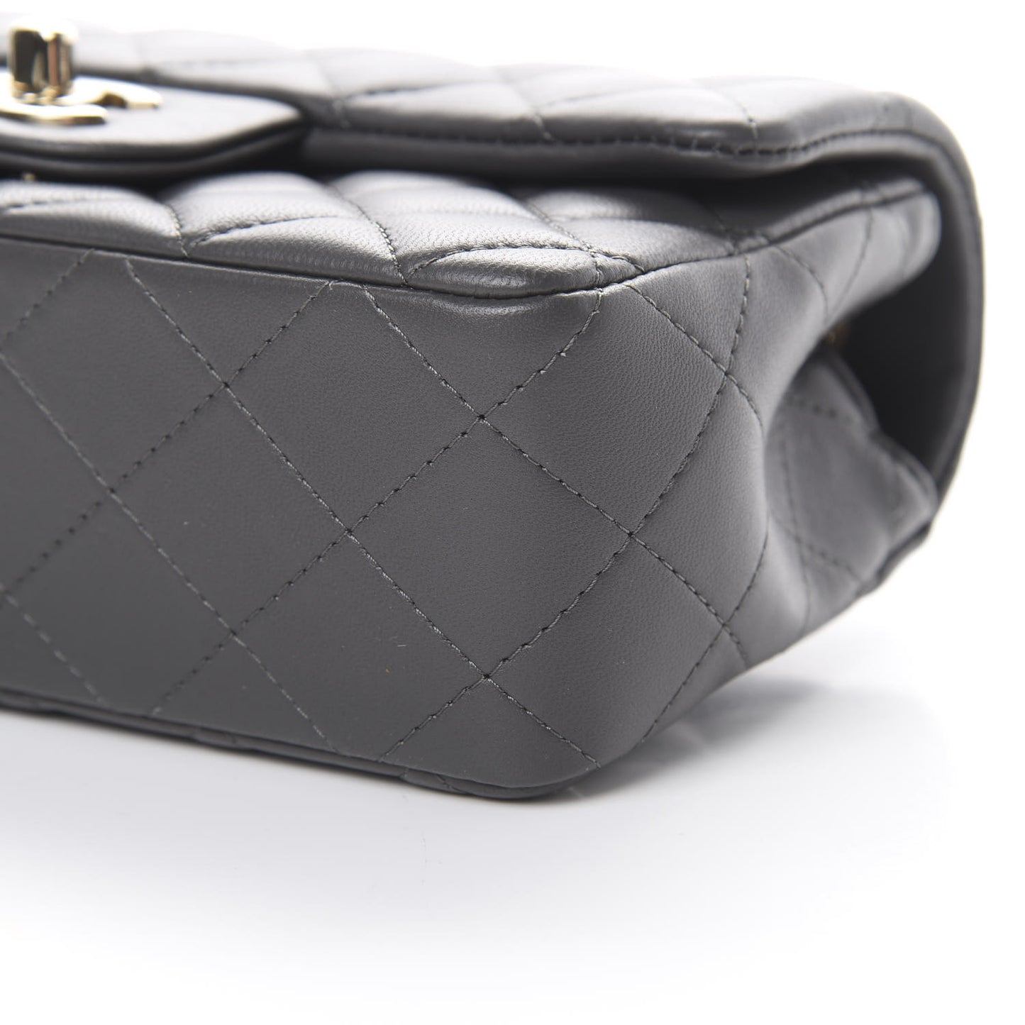Lambskin Quilted Mini Rectangular Flap Grey
