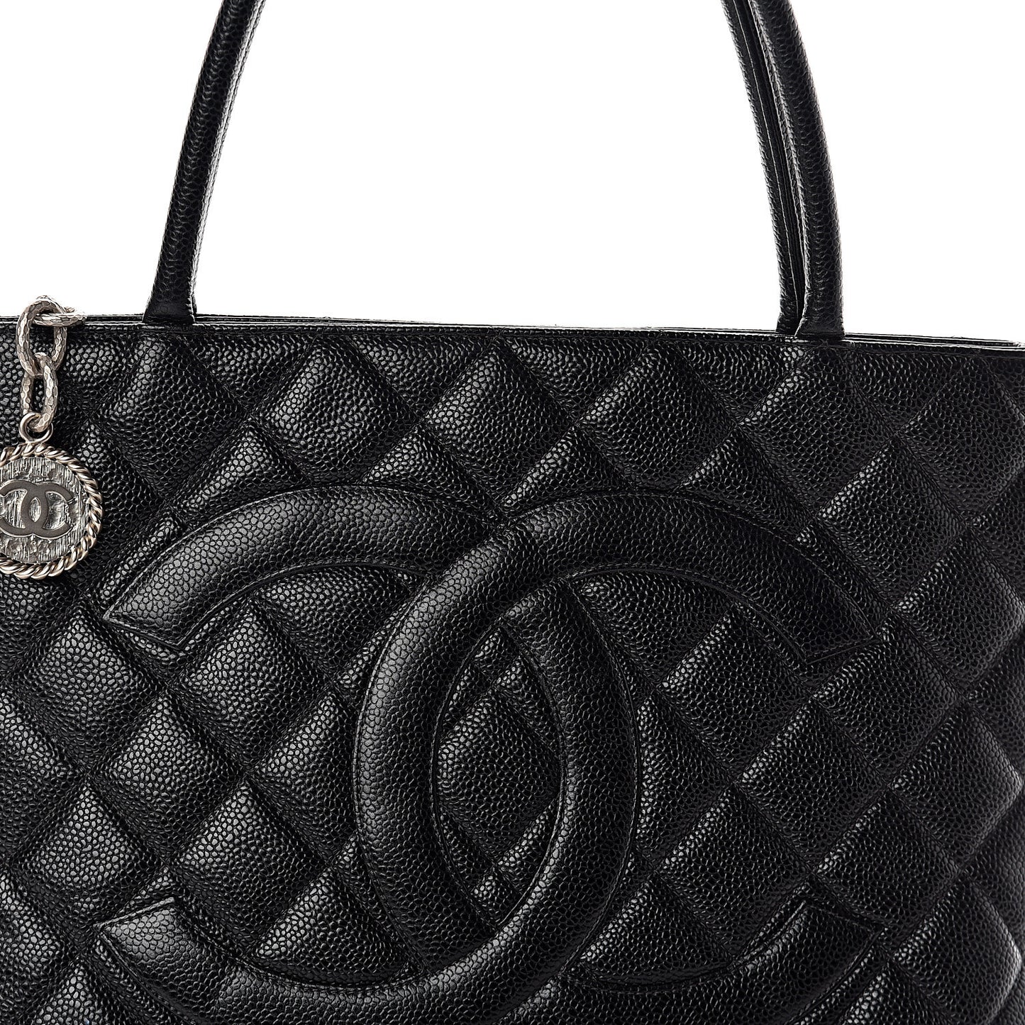 Caviar Quilted Medallion Tote Black