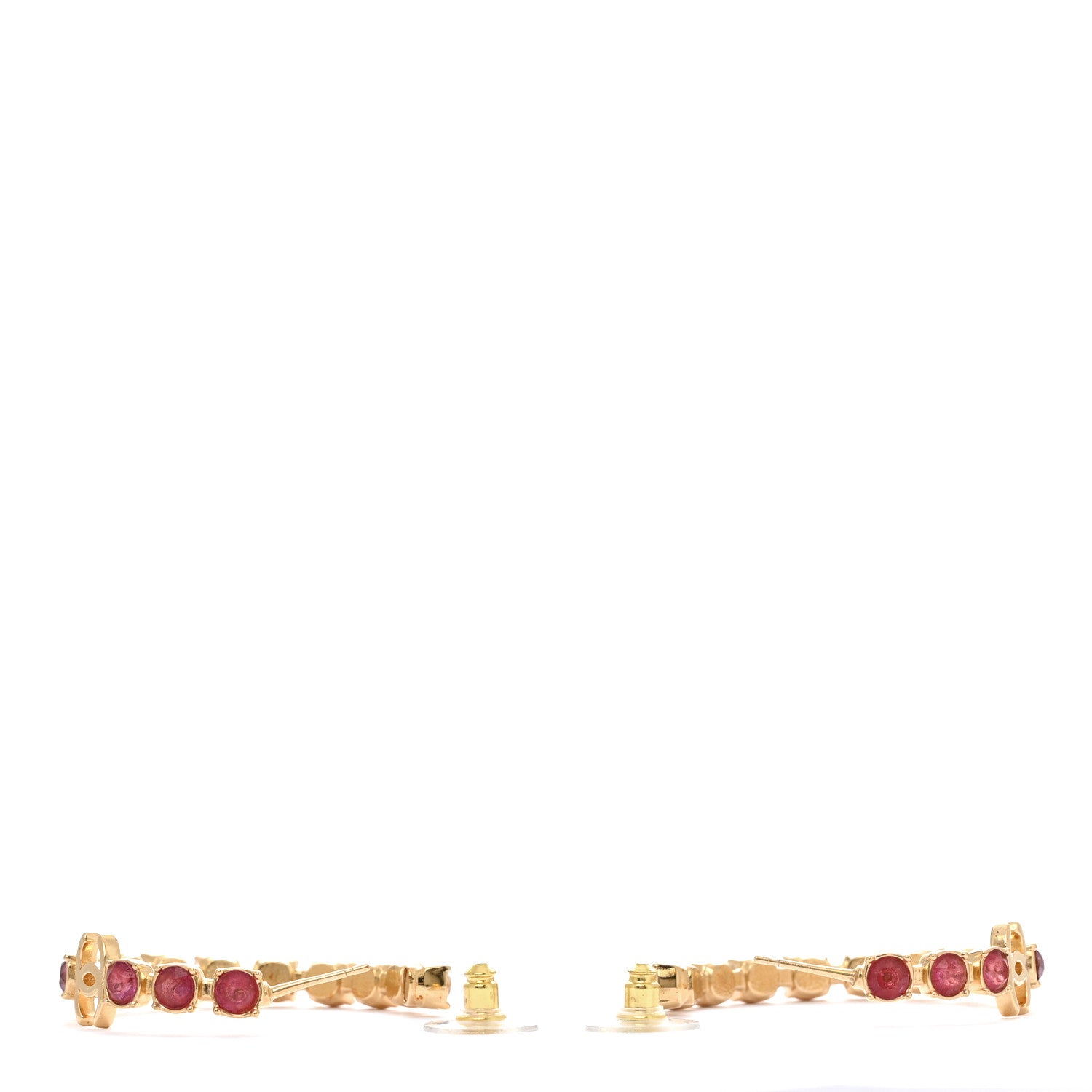 Chanel Crystal CC Hoop Earrings Gold Pink Orange Purple Yellow 3 of 7