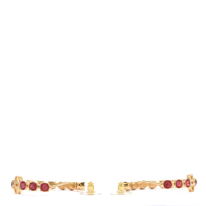 Chanel Crystal CC Hoop Earrings Gold Pink Orange Purple Yellow 3 of 7