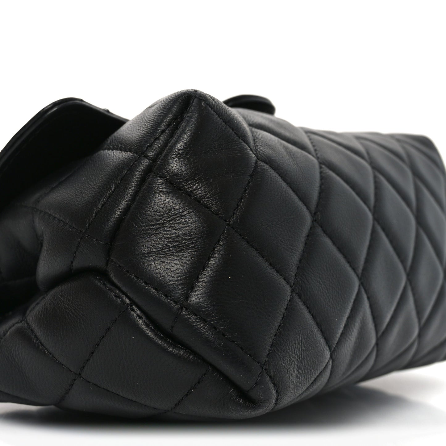 Lambskin Quilted Flap Cosmetic Case Black