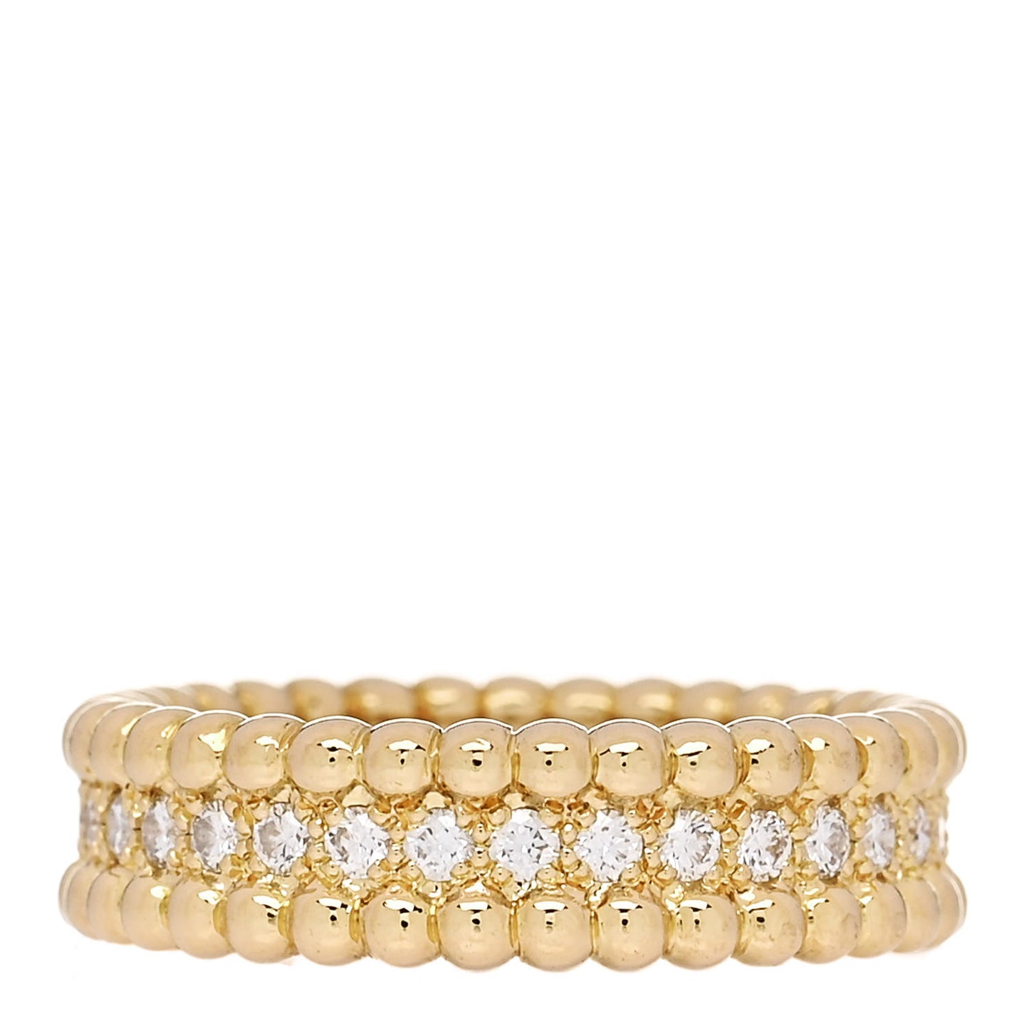 18K Yellow Gold Diamond Perlee 1 Row Ring 51 5.75