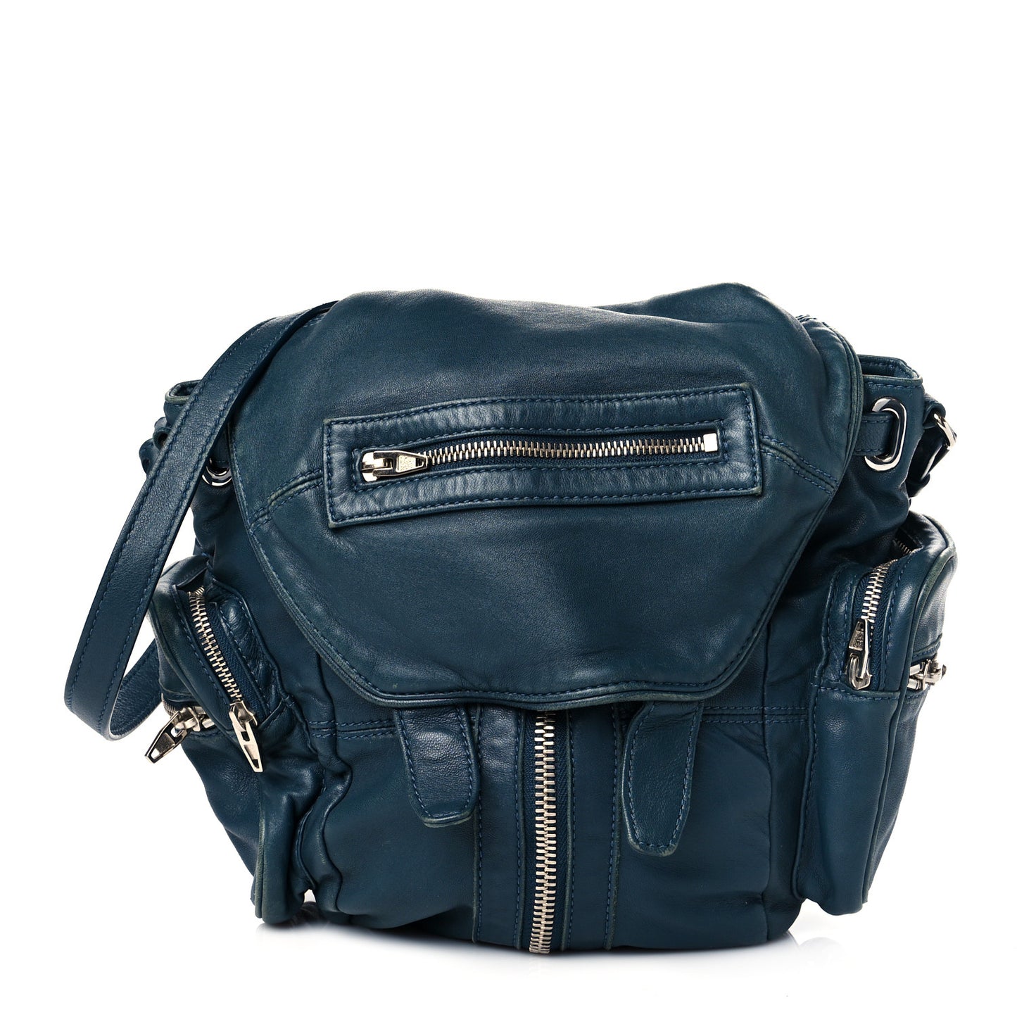 Lambskin Mini Marti Backpack Petrol Rhodium Hardware