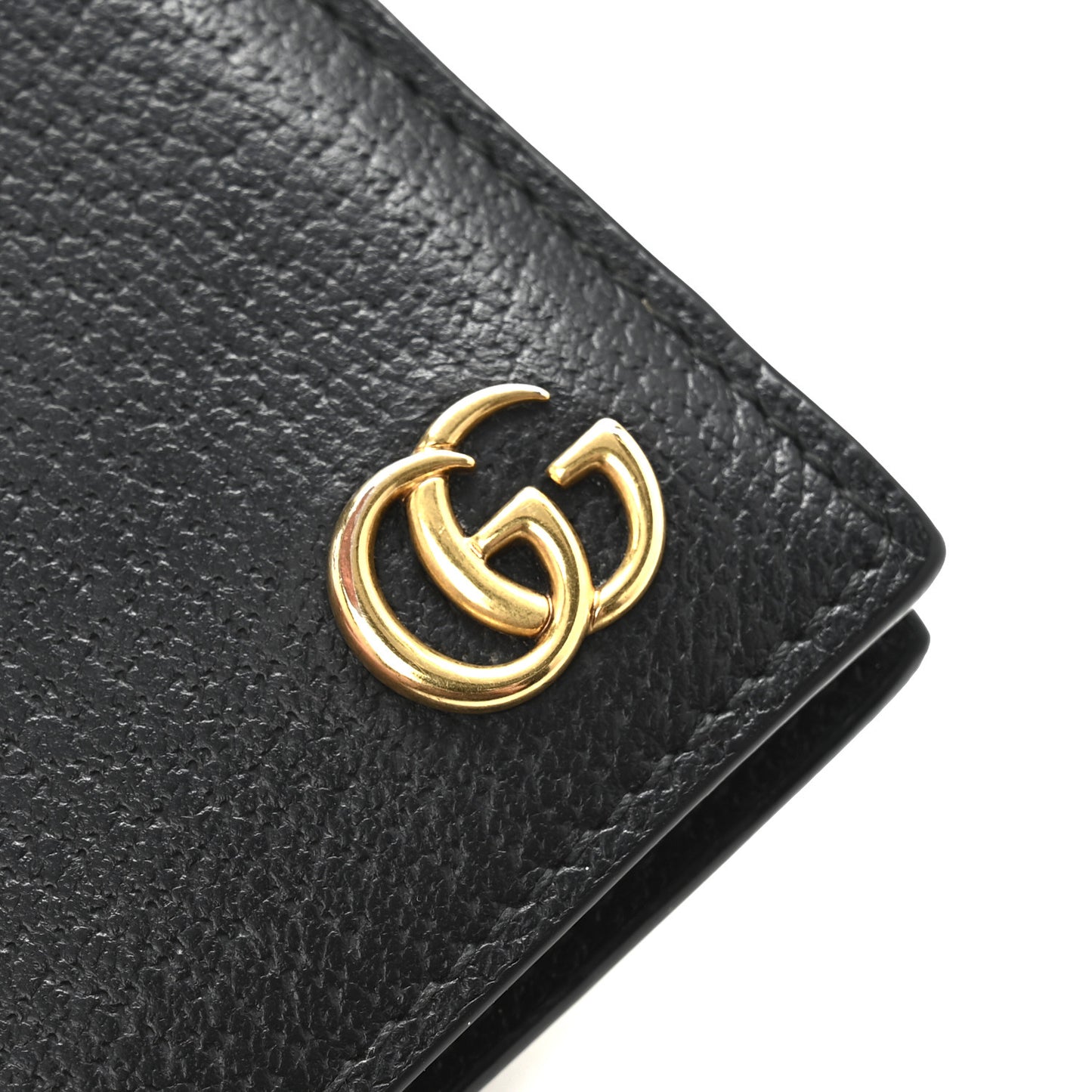 Calfskin Boar Effect GG Marmont Bi-Fold Wallet Black
