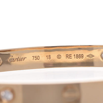Cartier 18K Yellow Gold 4 Diamond LOVE Bracelet 18 4 of 5