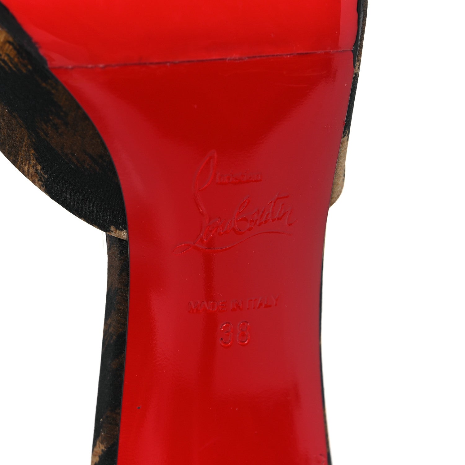 Christian Louboutin Satin Leopard Print Me Dolly 85 Sandals 38 Black 8 of 10