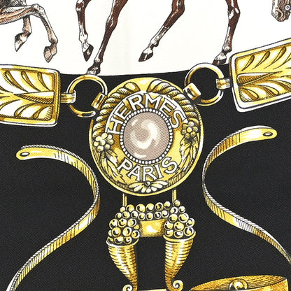Hermes Silk Cavalcades Scarf 90 Vert Black Brun 6 of 10