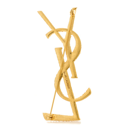 Saint Laurent Brass Cassandre Opyum YSL Twisted Brooch Gold 4 of 4