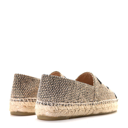 Chanel Tweed Grosgrain CC Espadrilles 36 Gold Beige Black 5 of 12