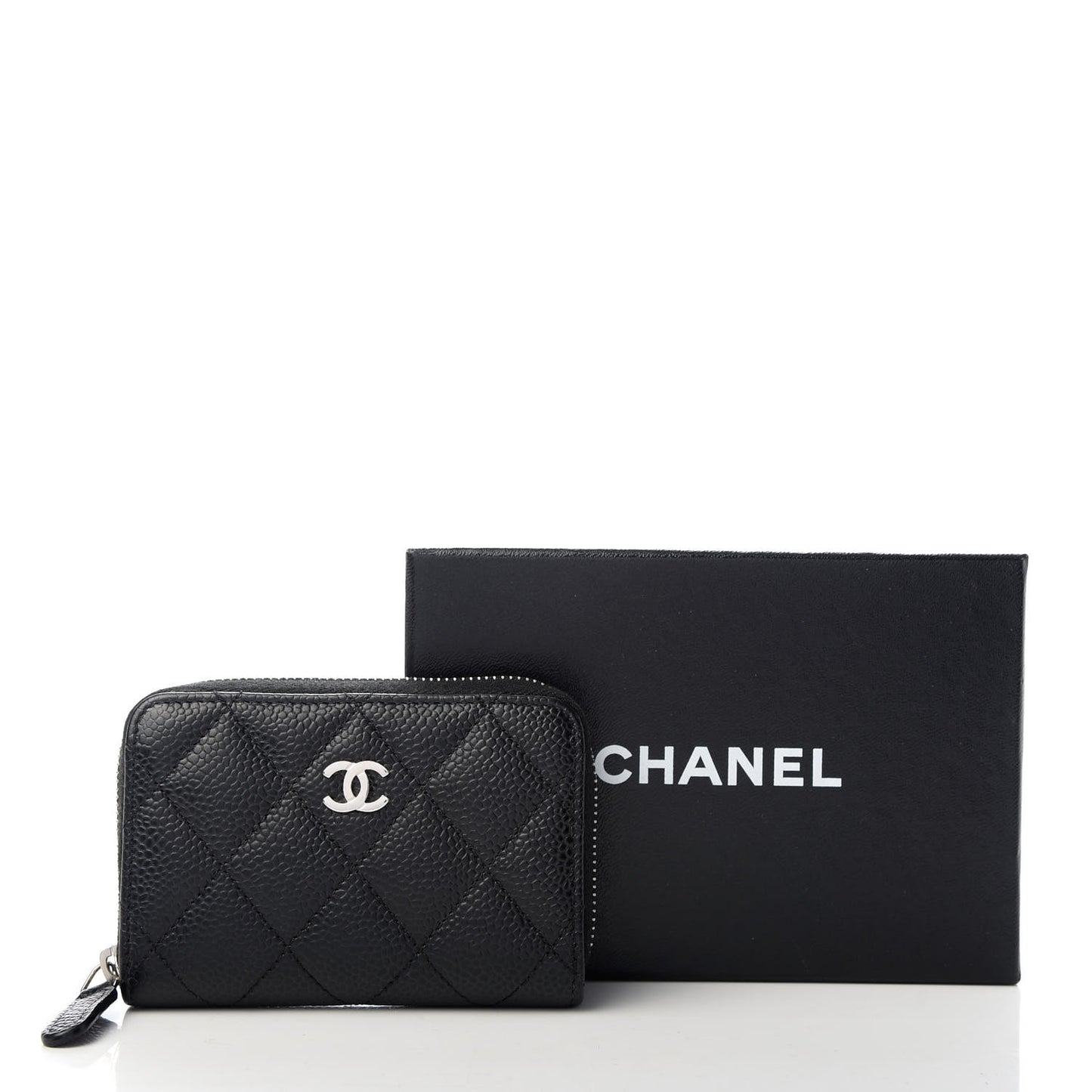Caviar Quilted Zip Coin Purse Black